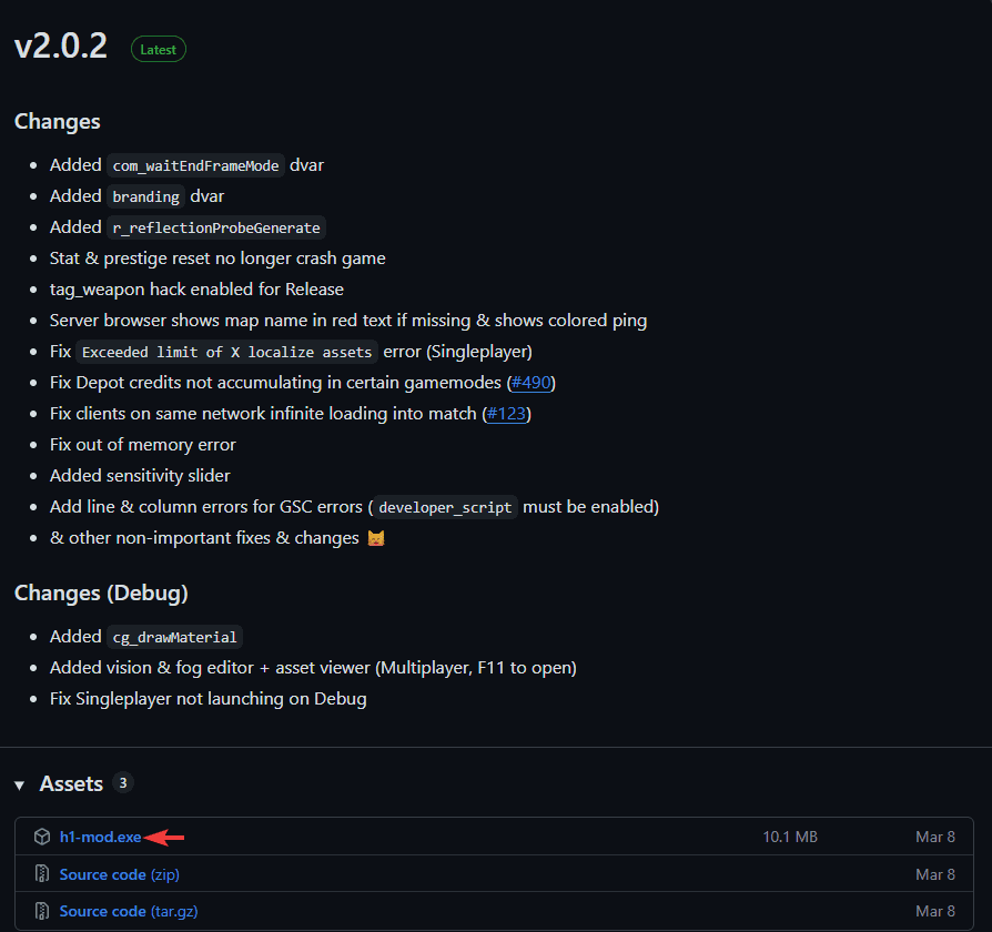 Release page and example install